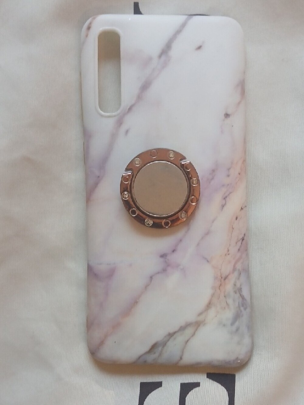 White Marble Phone Case with Rose Gold Ring Holder